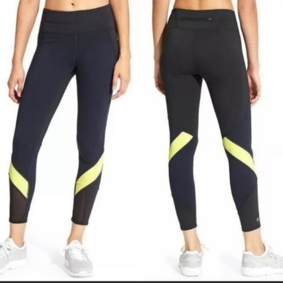 Athleta Pants - Athleta Sonar Color Block 7/8 Leggings Womens Medium Black Navy Green Gym M